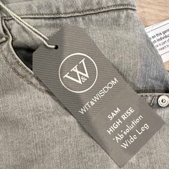 WIT & WISDOM WOMENS SAM HIGH RISE AB SOLUTION WIDE LEG GREY JEANS NEW 16W - Picture 9 of 15